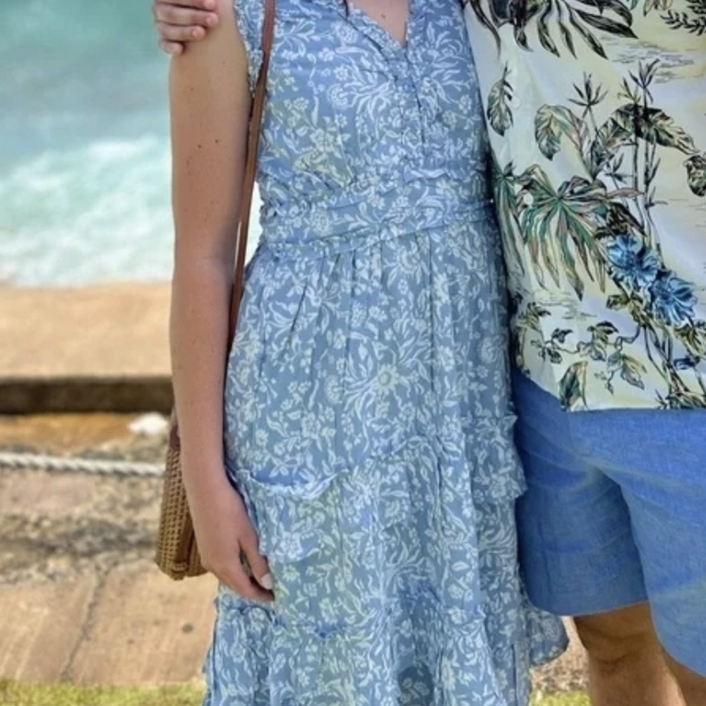 Lucky Brand Light Blue Floral Midi Dress